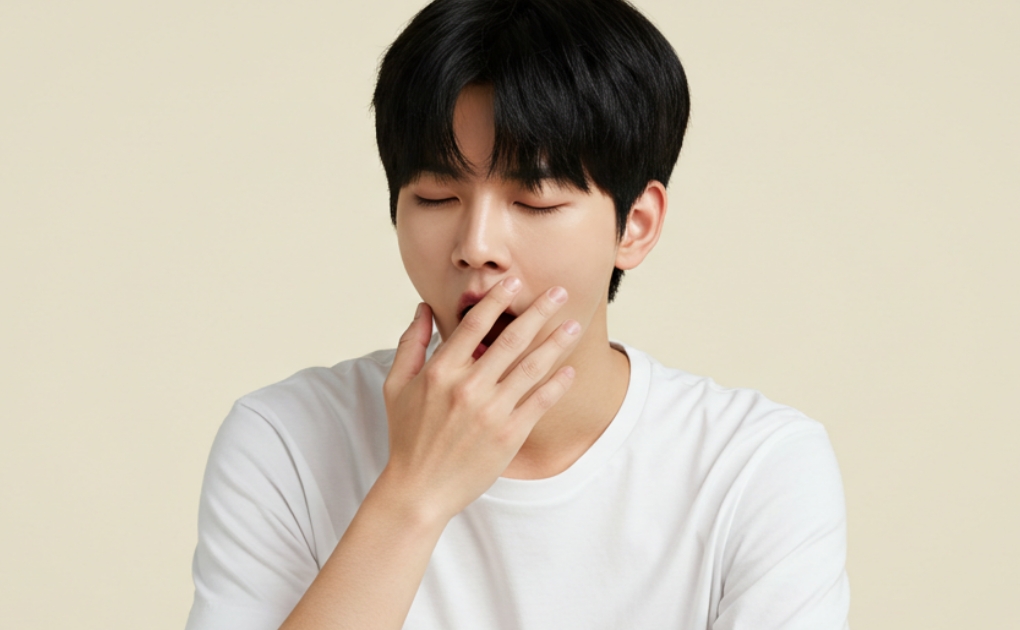 하품하는 청소년