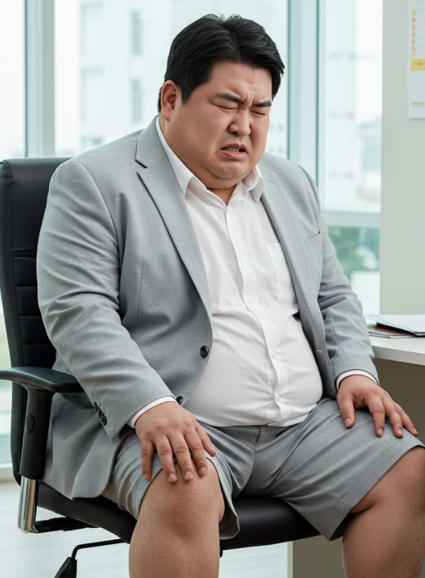 무릎 관절 통증이 있는
											고도비만 40대 남성